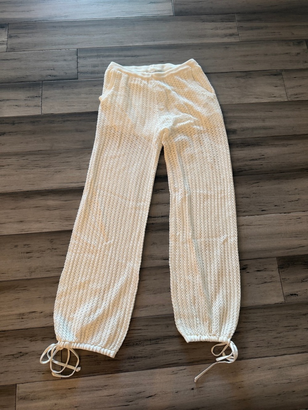 Cream Knit Drawstring swim cover up Joggers